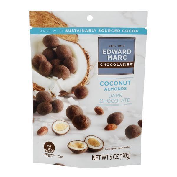 Edward Marc Chocolatier Almonds Edward Marc Chocolatier Coconut Almonds 6 Ounce 