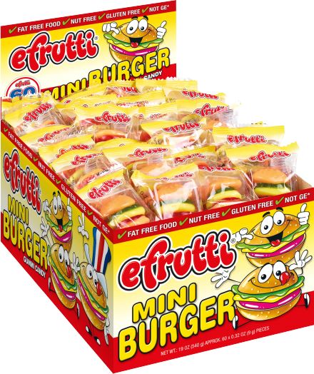 efrutti Gummi Candy eFruity Mini Burger 0.32 Oz-60 Count 