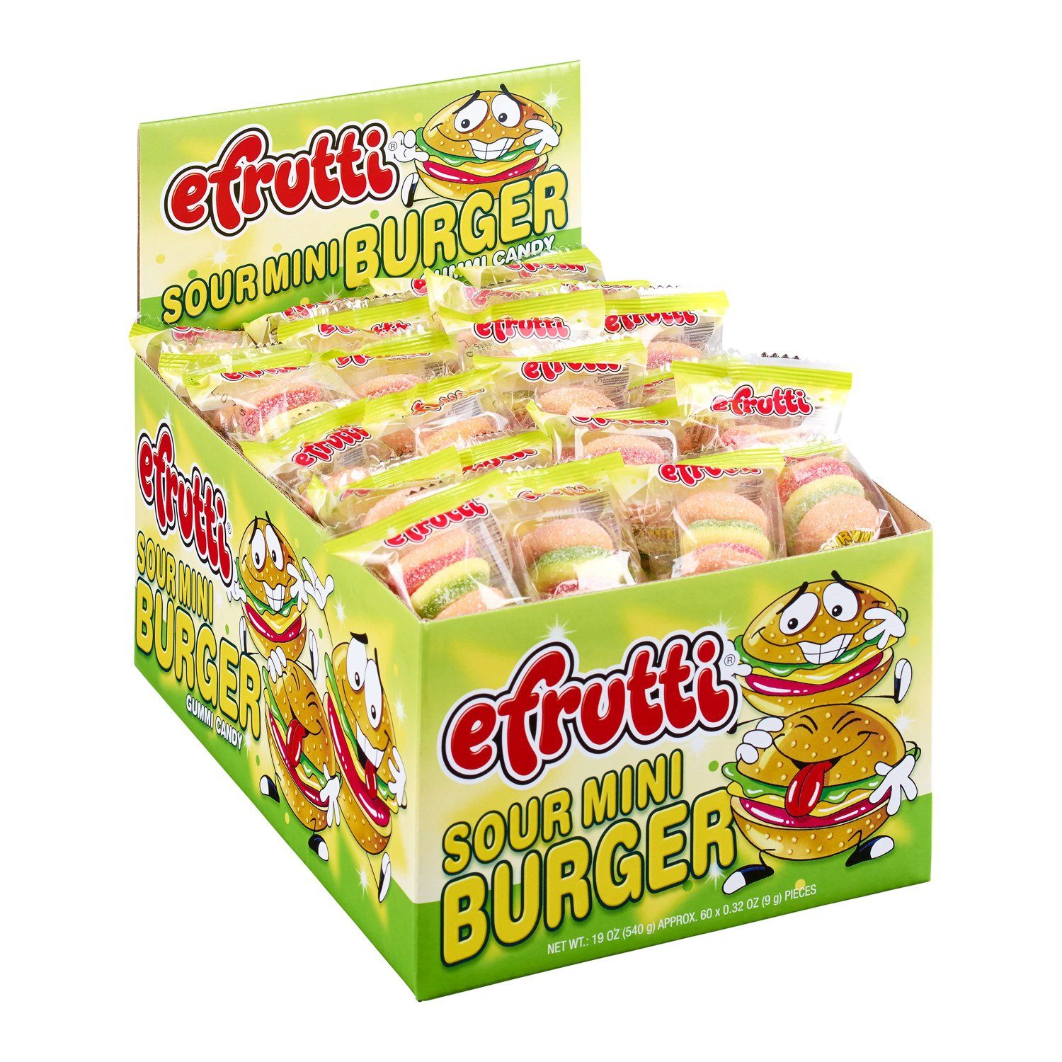 efrutti Gummi Candy eFruity Sour Mini Burger 0.32 Oz-60 Count 