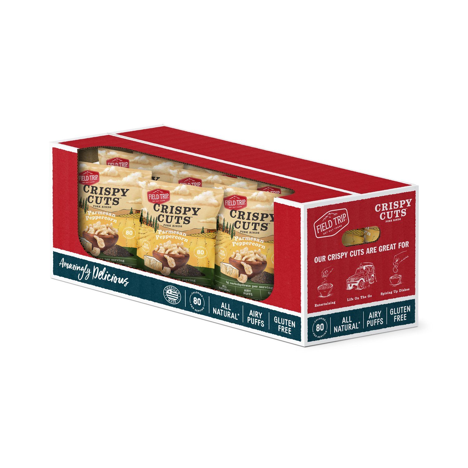 Field Trip Crispy Cuts Pork Rinds Field Trip Snacks Parmesan Peppercorn 1 Oz-12 Count 