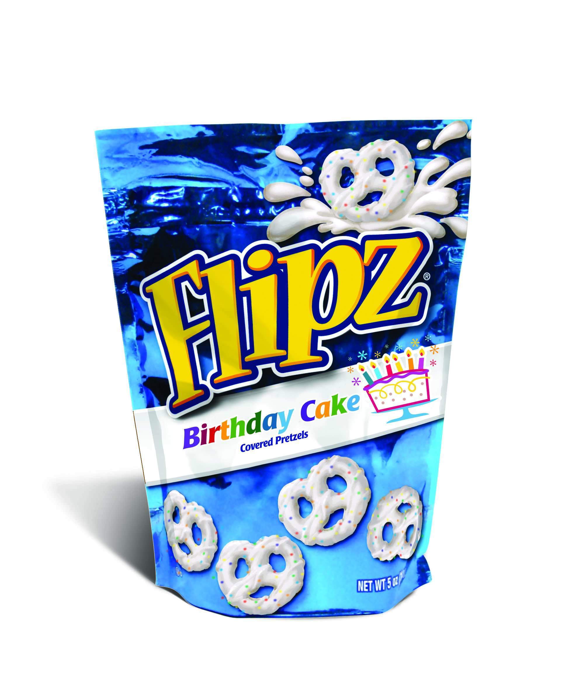 Flipz Chocolate Covered Pretzels Flipz Birthday Cake 5 Ounce 