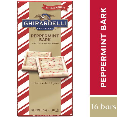 Ghirardelli Chocolate Bars Meltable Ghirardelli Peppermint Bark 3.5 Oz-16 Count 