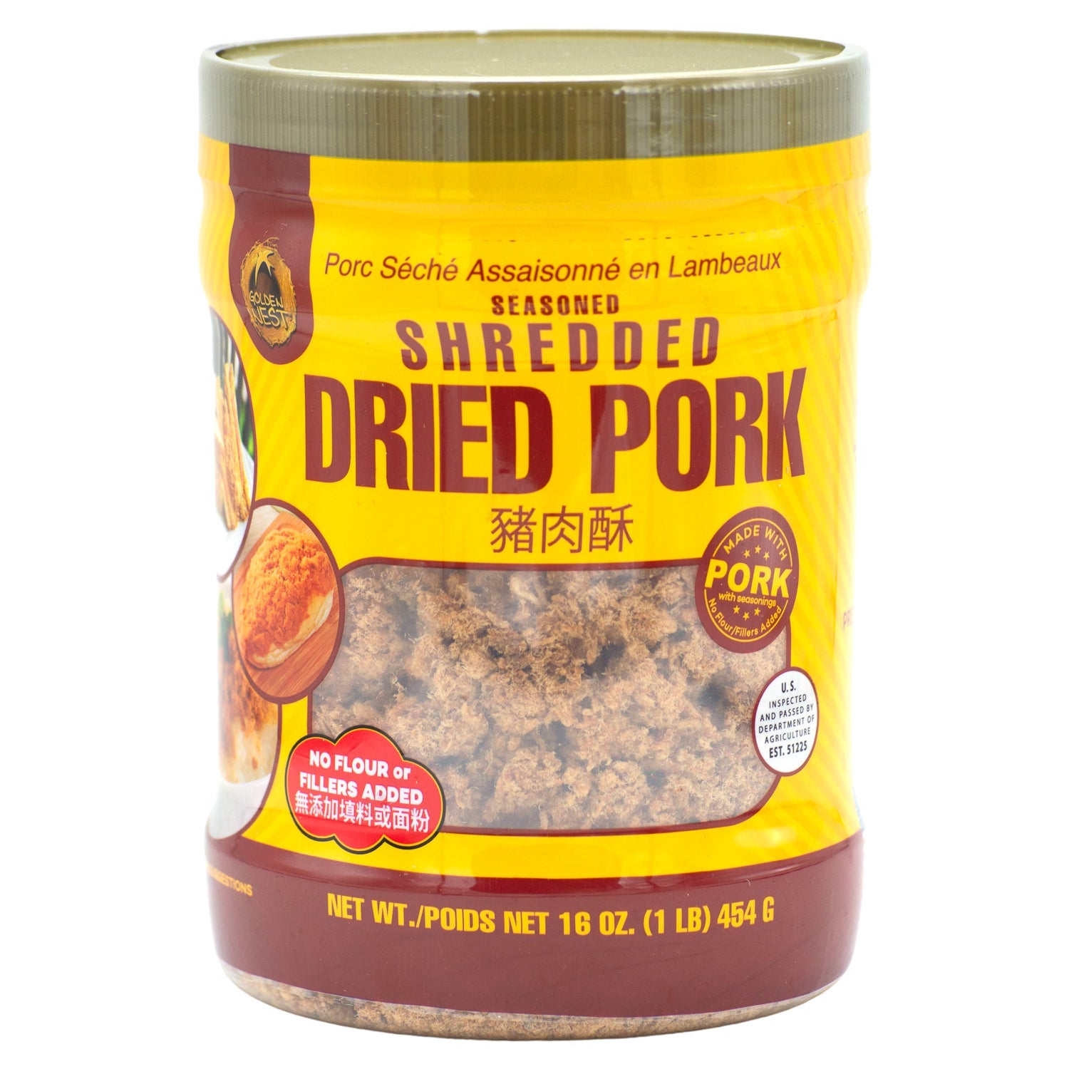 Golden Nest Shredded Dried Pork Goden Nest Seasoned 16 Ounce 