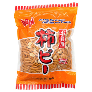Hapi Japanese Rice Crackers Hapi Chili Bits and Peanuts 12 Ounce 