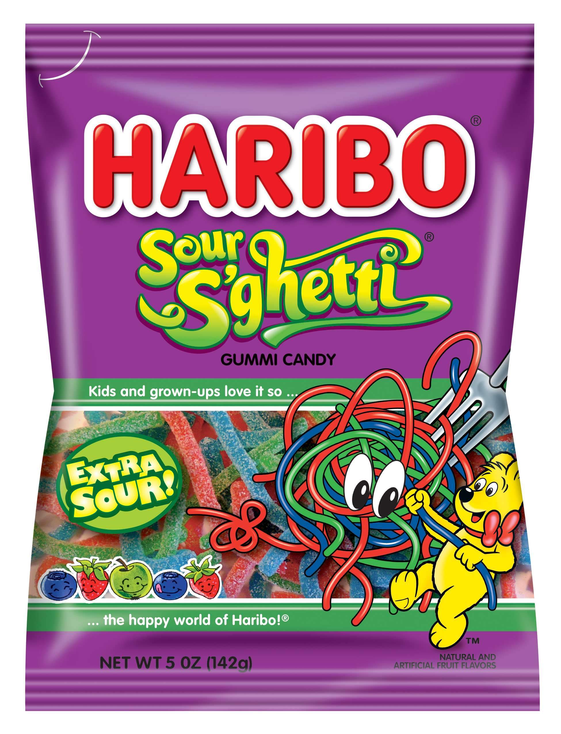 Haribo Gummi Candies Meltable Haribo Sour S'Ghetti 5 Ounce 