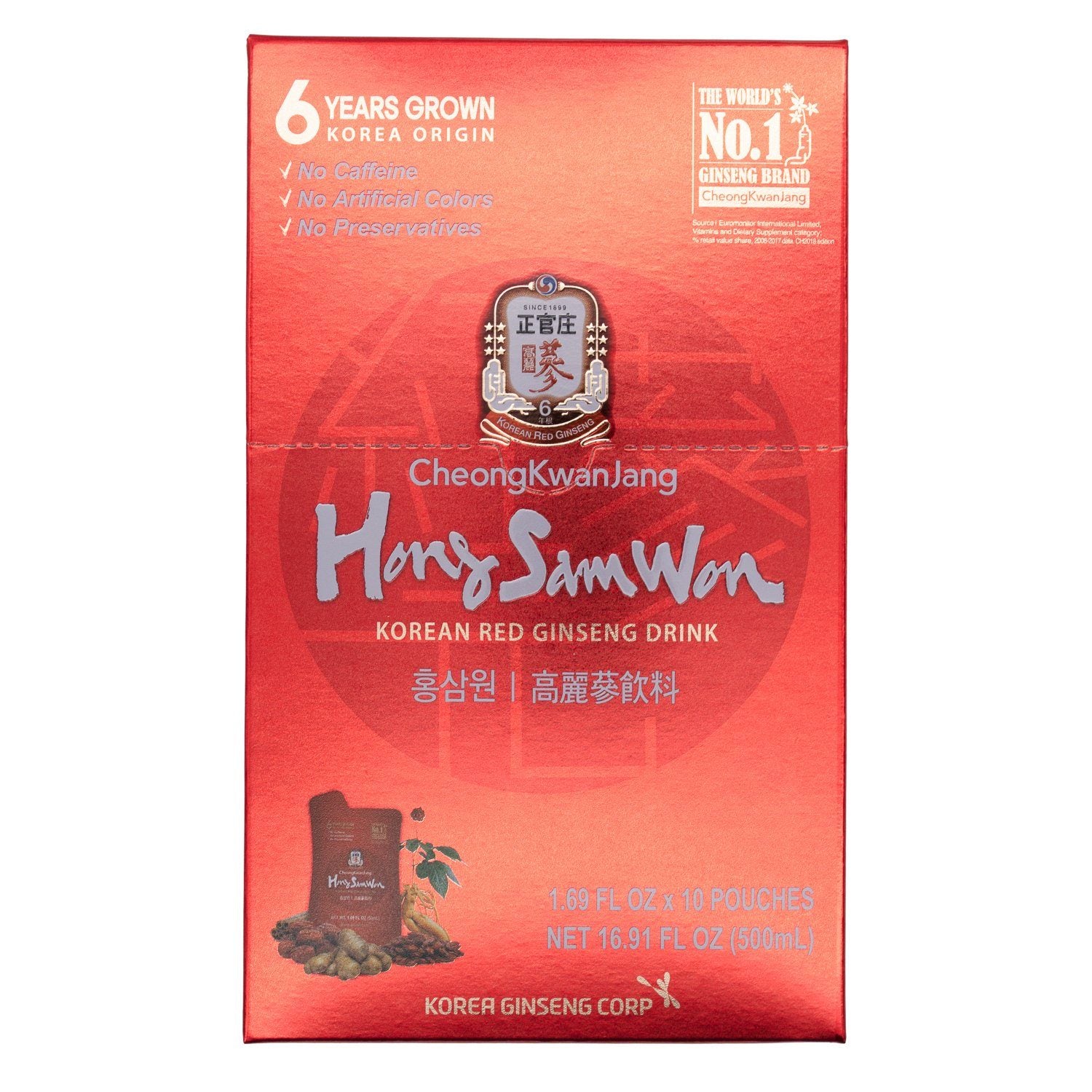 Hong Sam Won Red Ginseng Drink Hong Sam Won 1.69 Fl Oz-10 Count 