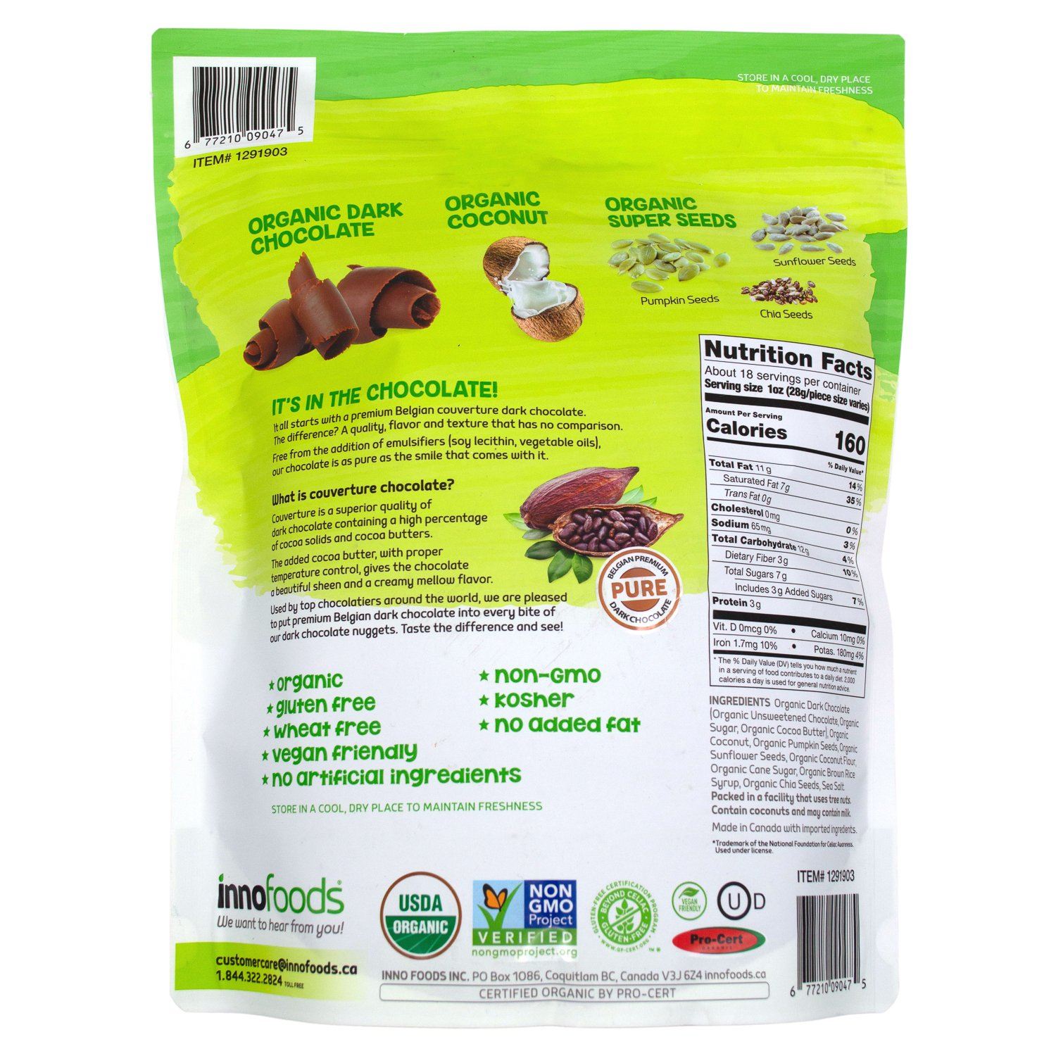 InnoFoods Organic Dark Chocolate Nuggets Meltable InnoFoods 