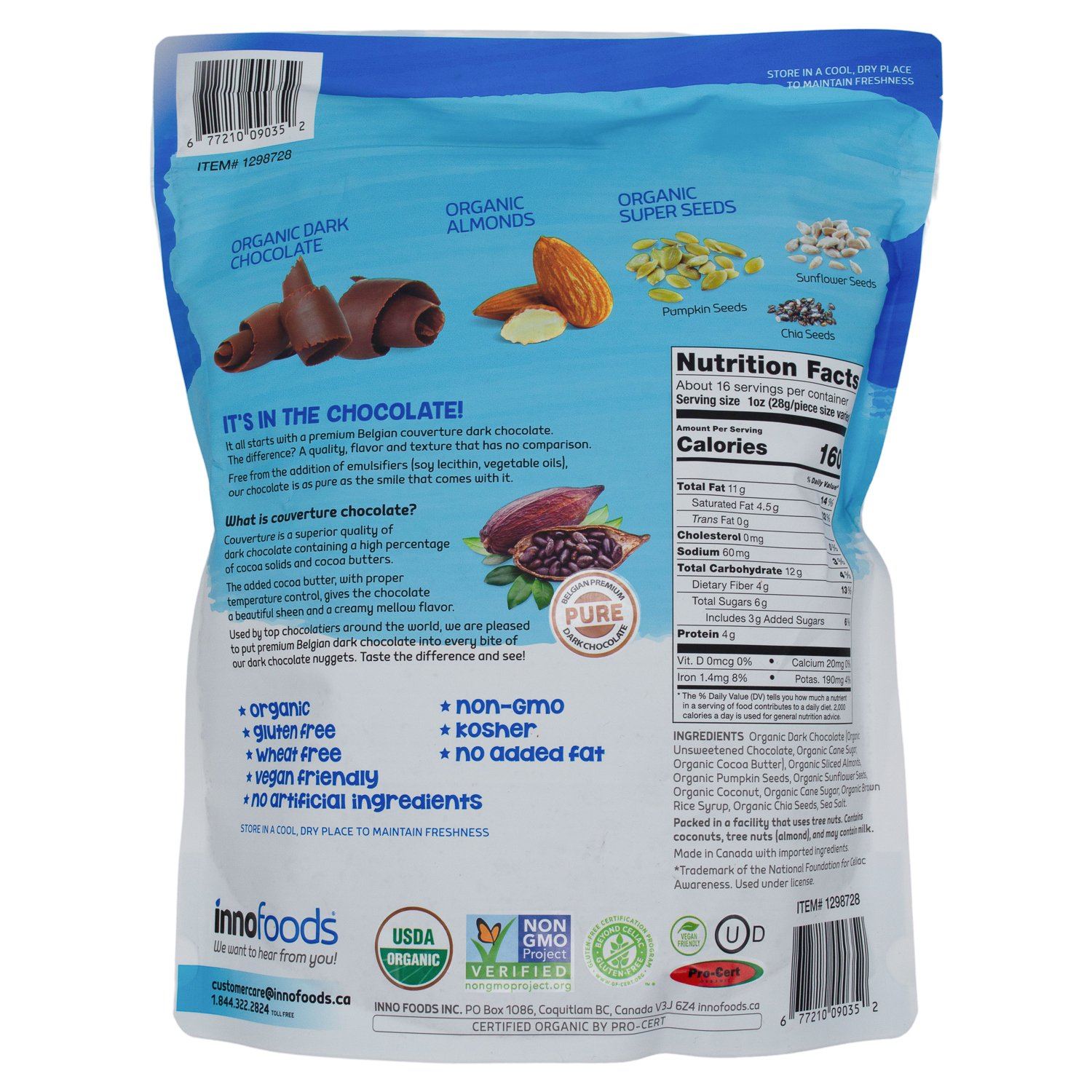 InnoFoods Organic Dark Chocolate Nuggets Meltable InnoFoods 