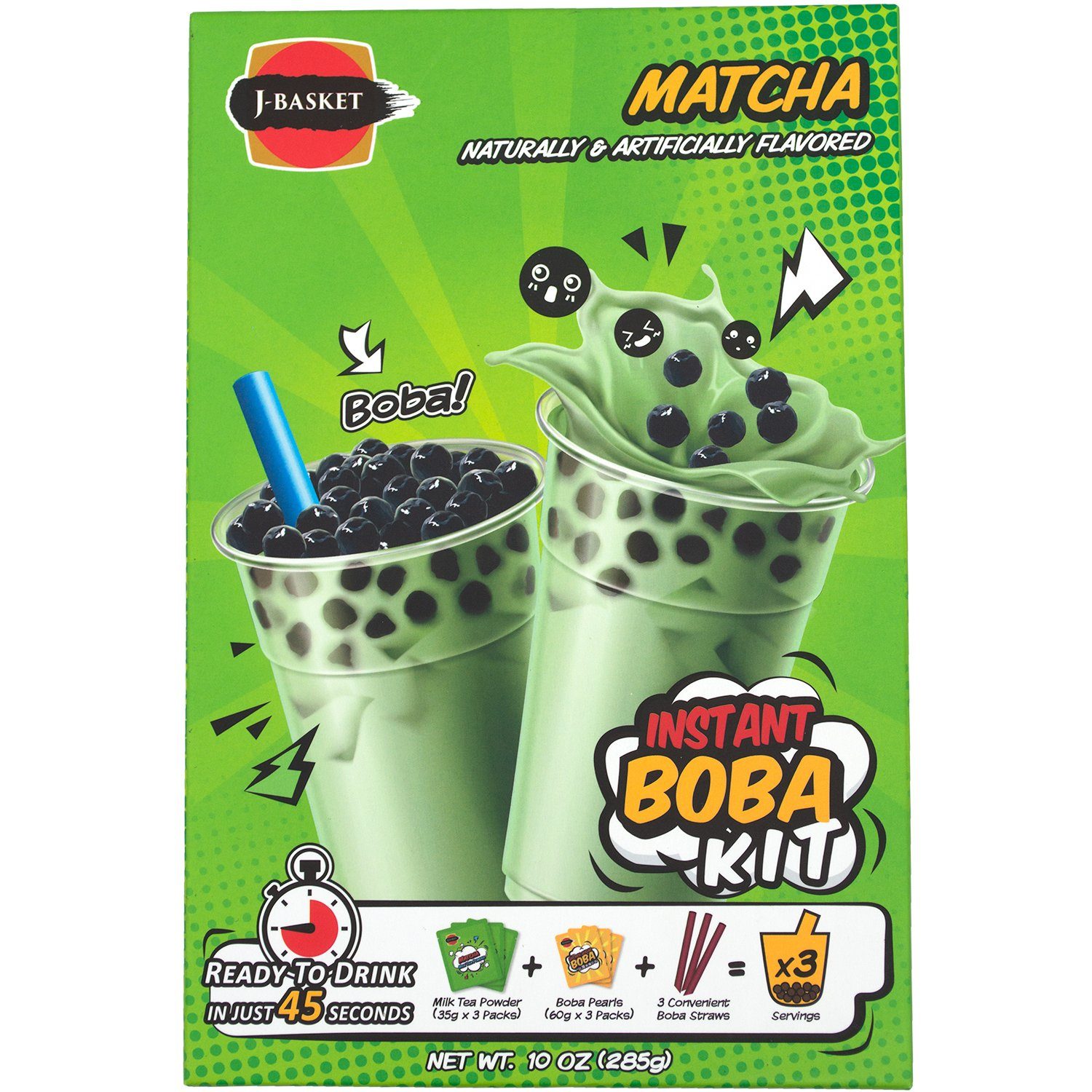 J-Basket Instant Boba Kit J-Basket Matcha 10 Ounce 