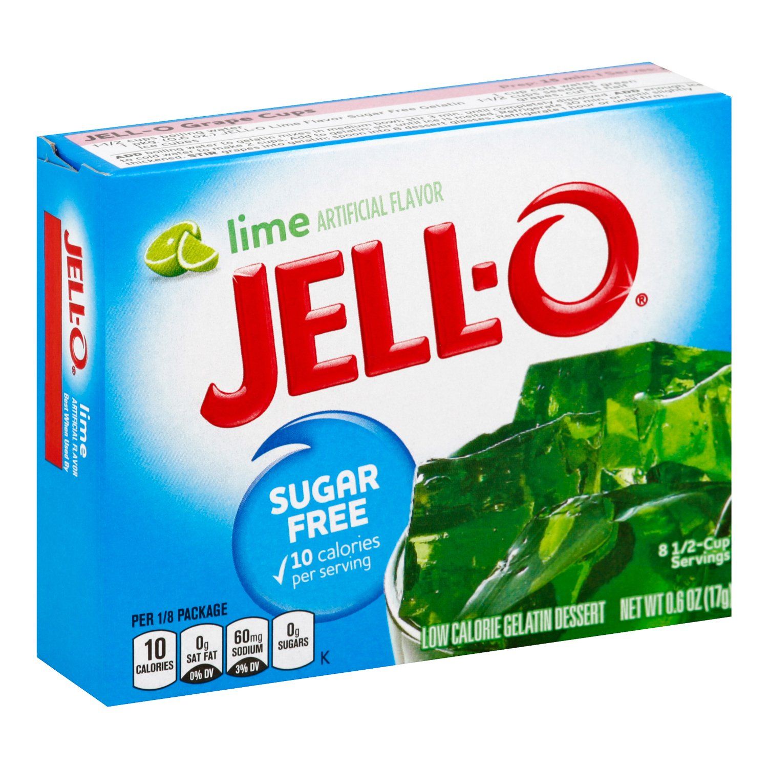 Jell-O Gelatin Mix Sugar Free Jell-O Sugar Free Lime 0.6 Ounce 