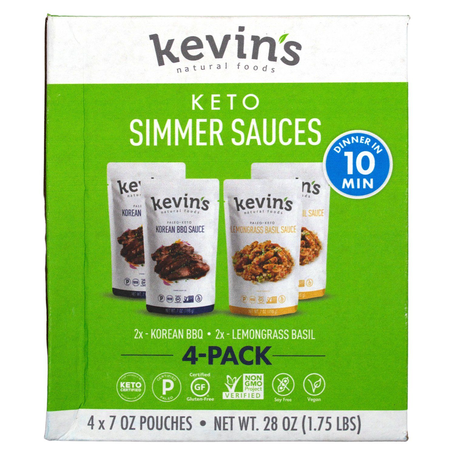 Kevin's Natural Foods Keto and Paleo Simmer Sauce Kevin's Natural Foods Variety 7 Oz-4 Count 