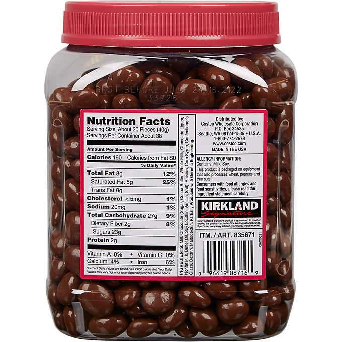 Kirkland Signature Raisins, Milk Chocolate, 3.4 Pound Kirkland Signature 