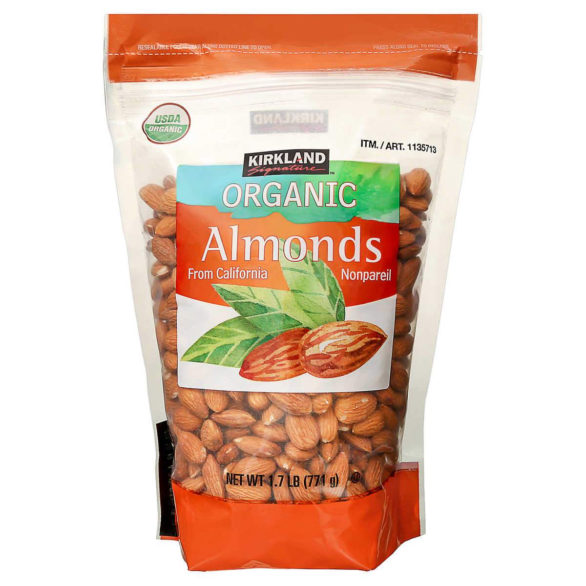 Kirkland Signature Whole Almonds Kirkland Signature Organic 1.7 Pound 