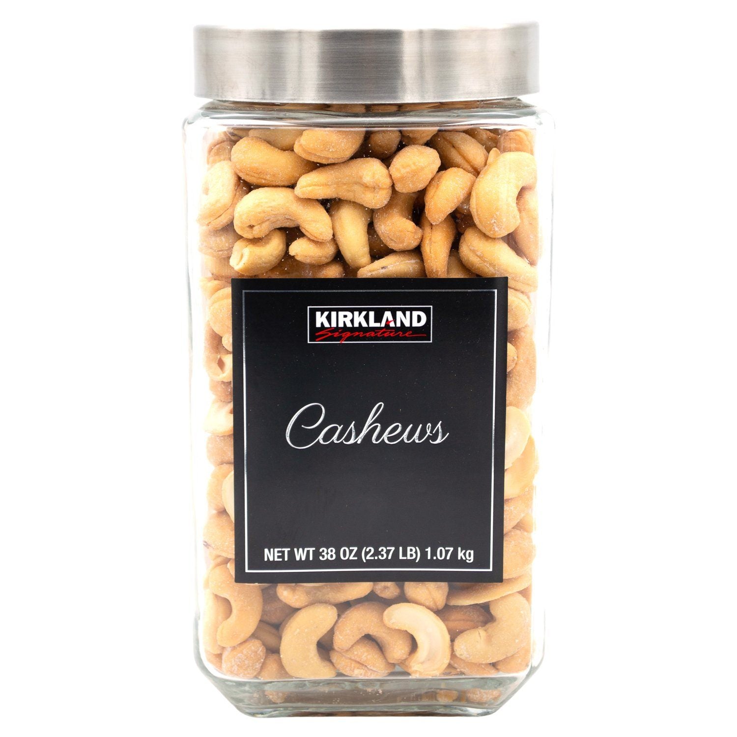 Kirkland Signature Whole Cashews Kirkland Signature Salted-Glass Jar-2021 Gift 38 Ounce 