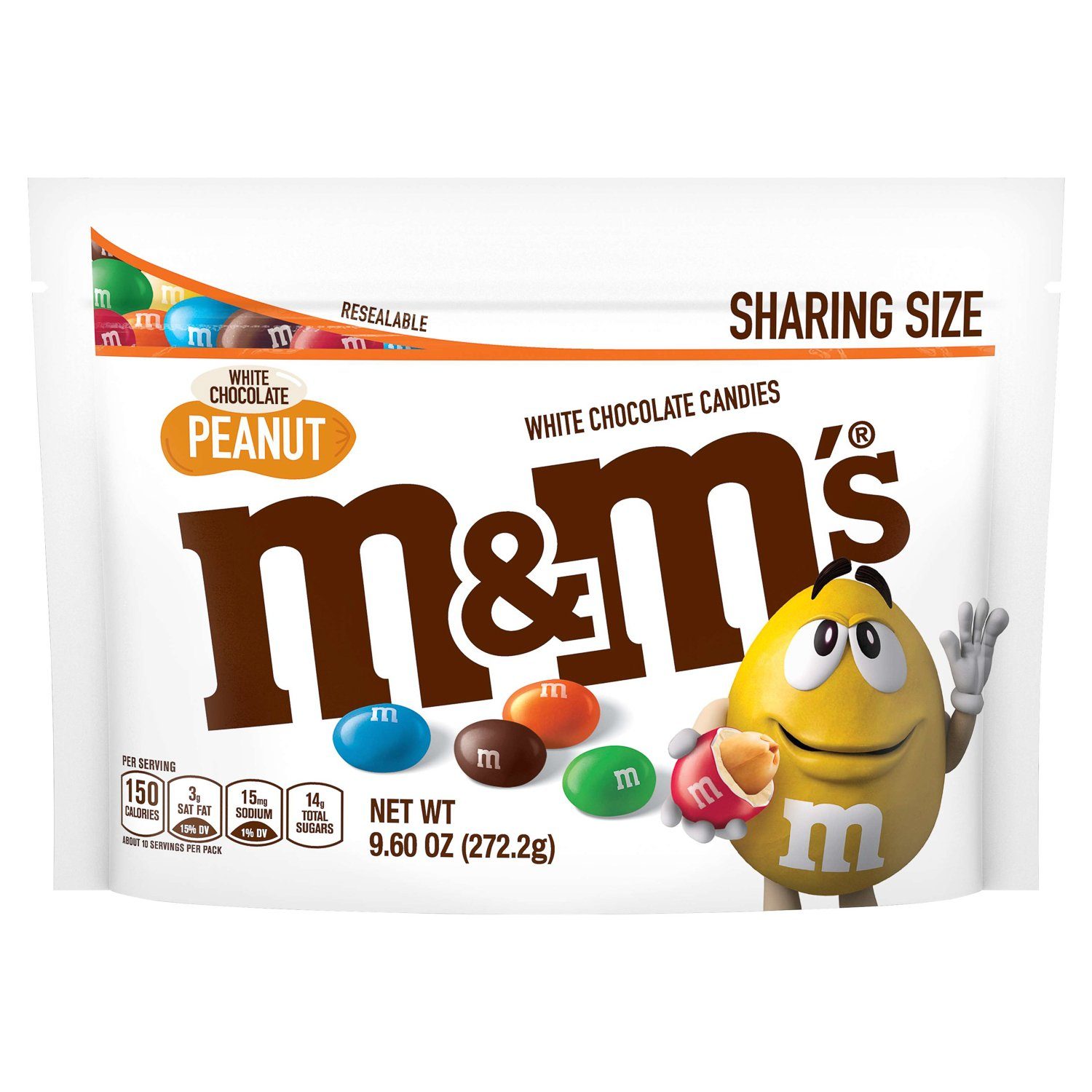 M&M's Chocolate Candies Meltable M&M's White Chocolate Peanut 9.6 Ounce 