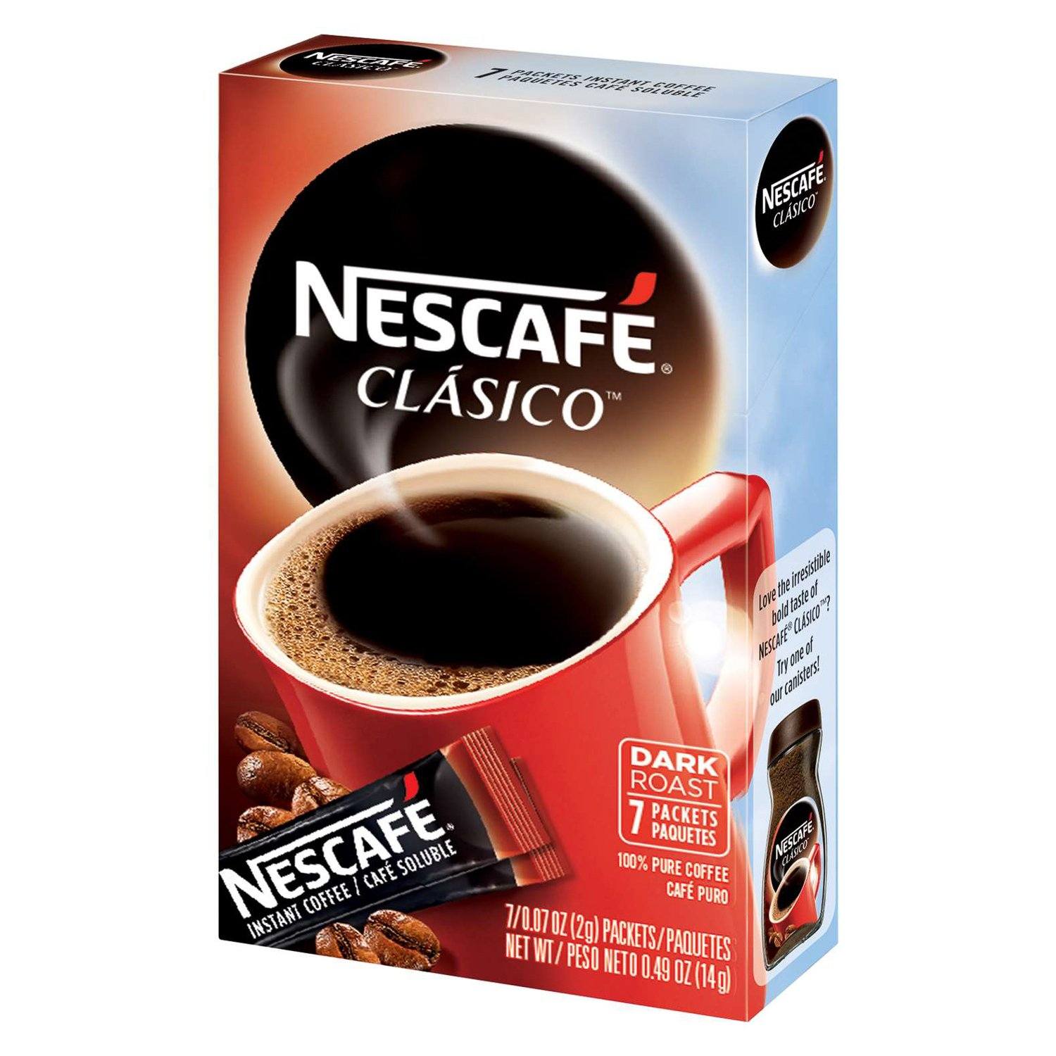 NESCAFÉ CLASICO Instant Coffee NESCAFÉ Dark Roast 0.07 Oz-7 Count 