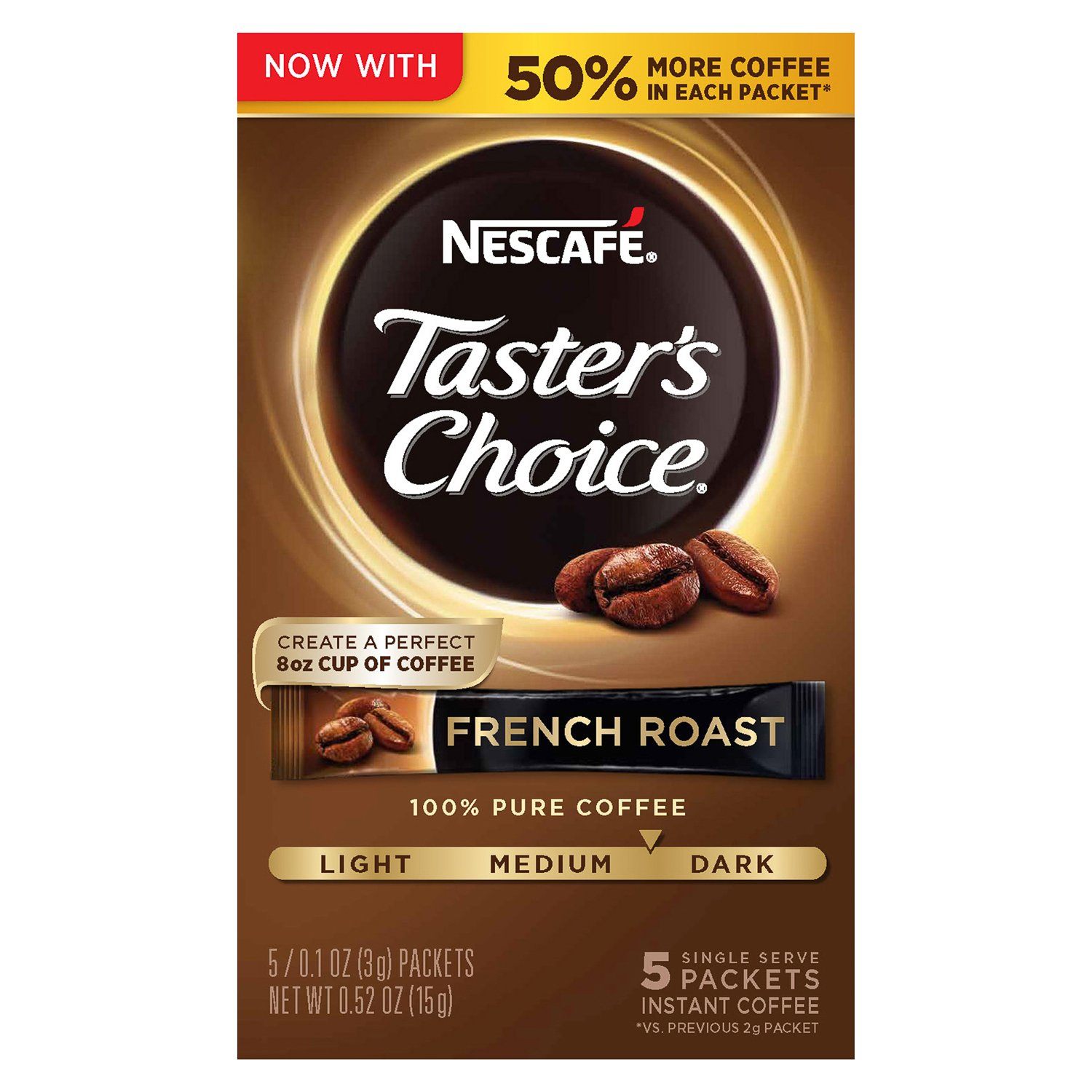 NESCAFÉ Taster's Choice Instant Coffee NESCAFÉ French Roast 0.1 Oz-5 Count 