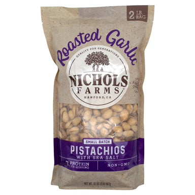 Nichols Farms California In-Shell Pistachios Nichols Farms Roasted Garlic 32 Ounce 