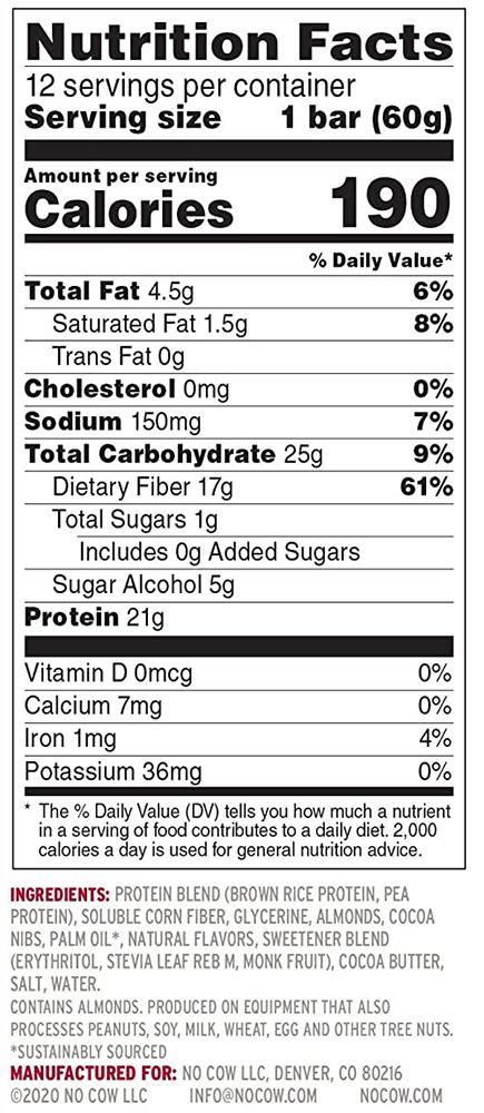 No Cow Plant Based Protein Bars No Cow 