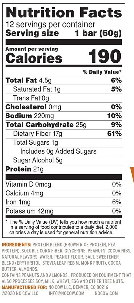 No Cow Plant Based Protein Bars No Cow 