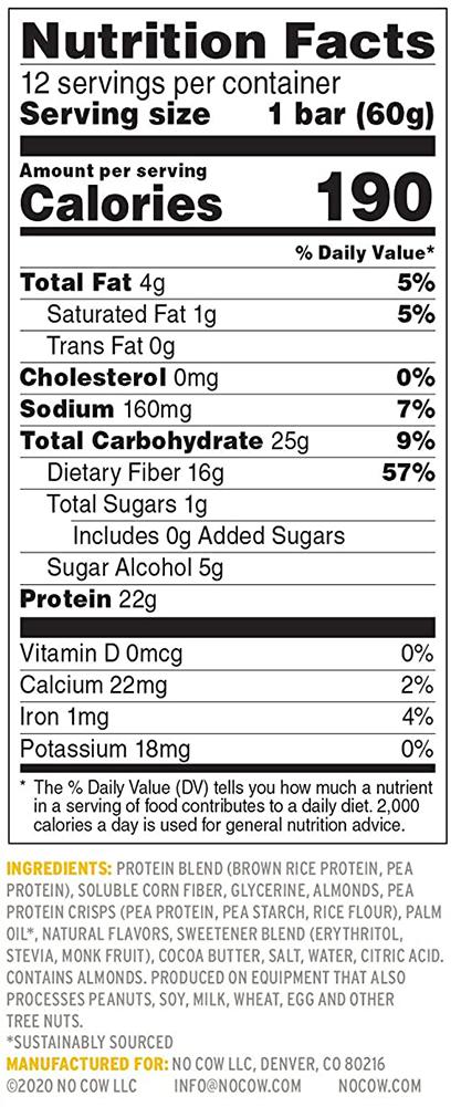 No Cow Plant Based Protein Bars No Cow 