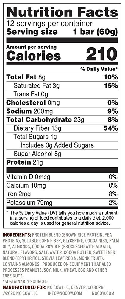 No Cow Plant Based Protein Bars No Cow 