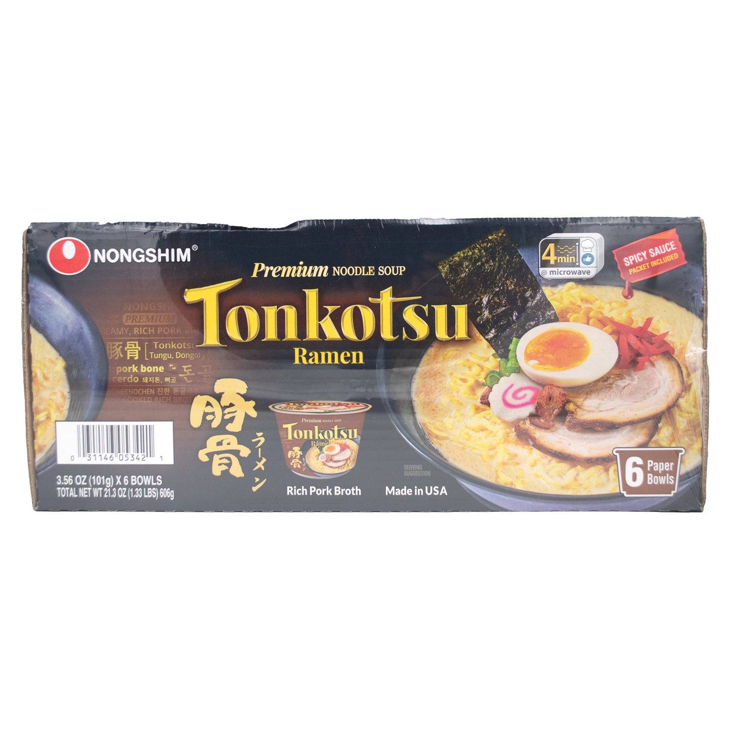 Nongshim Premium Tonkotsu Ramen Nongshim 3.56 Oz-6 Count 