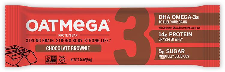 Oatmega Grass-fed Whey Protein Bars Oatmega Chocolate Brownie 1.76 Ounce 