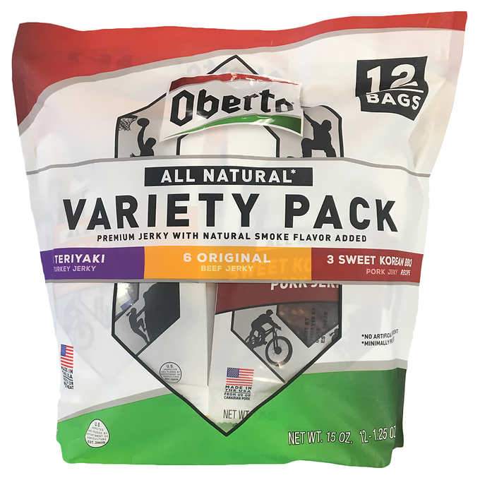 Oberto All Natural Jerky Oberto Variety 1.25 Oz-12 Count 