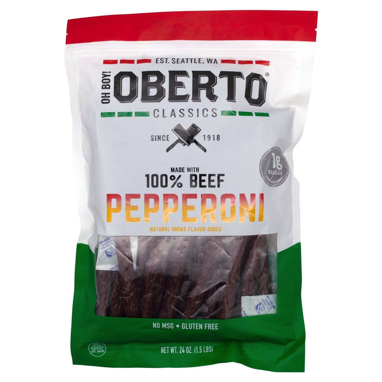 Oberto Classics Beef Pepperoni Sticks Oberto 24 Ounce 