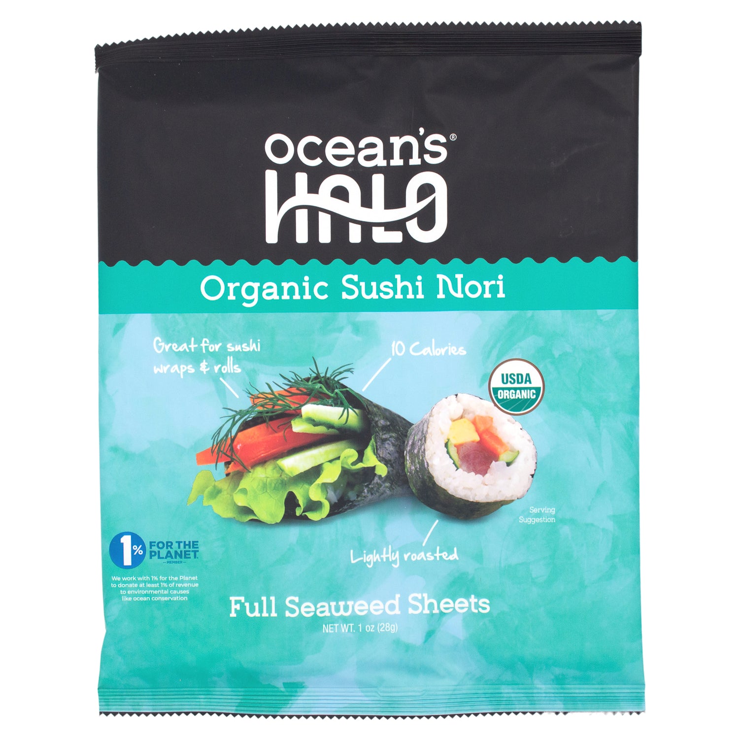Ocean's Halo Organic Sushi Nori Ocean's Halo Full Sheet 10 Sheets 