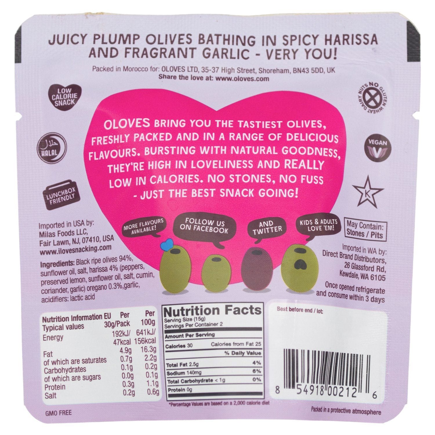 OLOVES Natural Whole Pitted Olives Elma Farms 