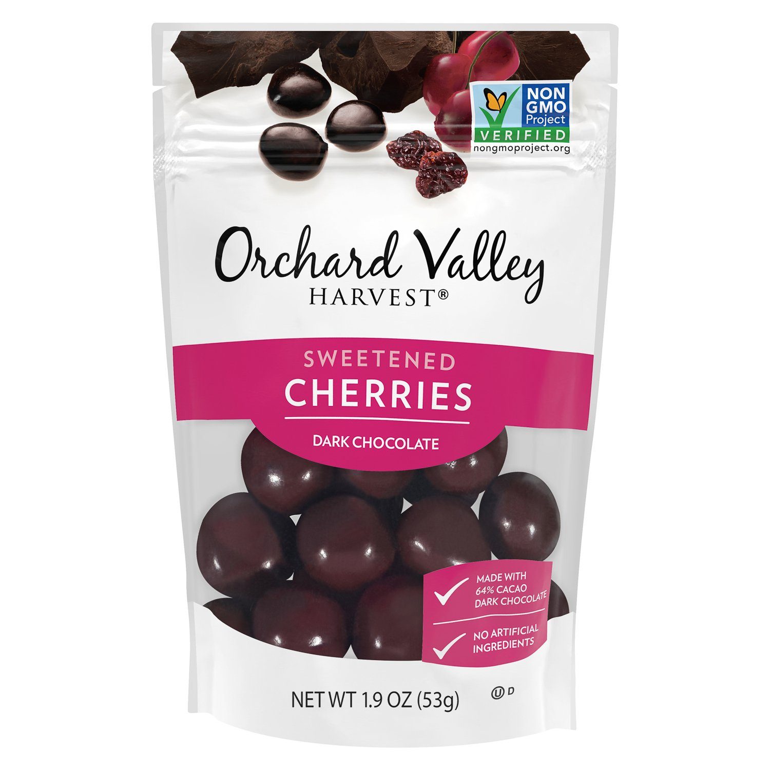 Orchard Valley Harvest Chocolate Covered Meltable Orchard Valley Harvest Dark Chocolate Cherries 1.9 Ounce 