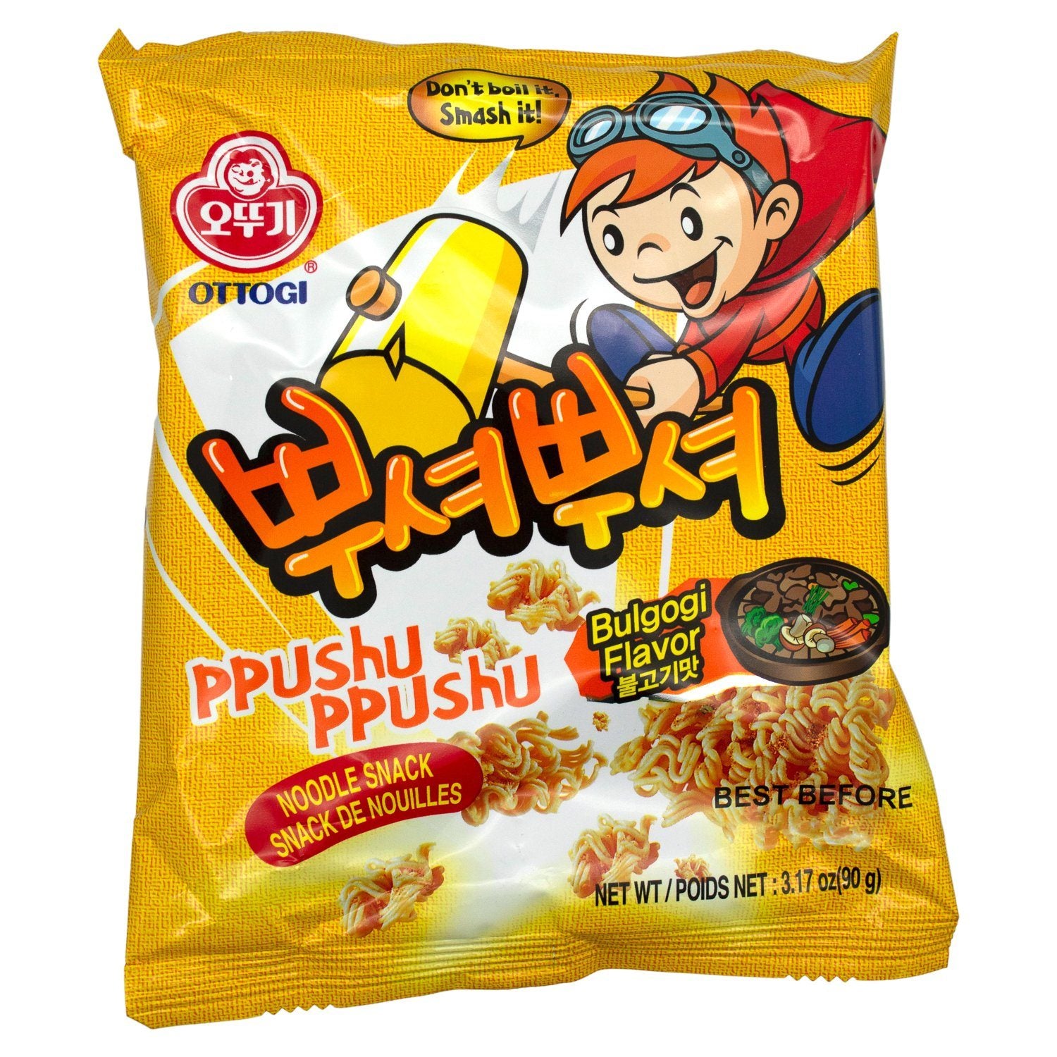 Ottogi Ppushu Ppushu Noodle Snacks Ottogi Bulgogi 3.17 Ounce 