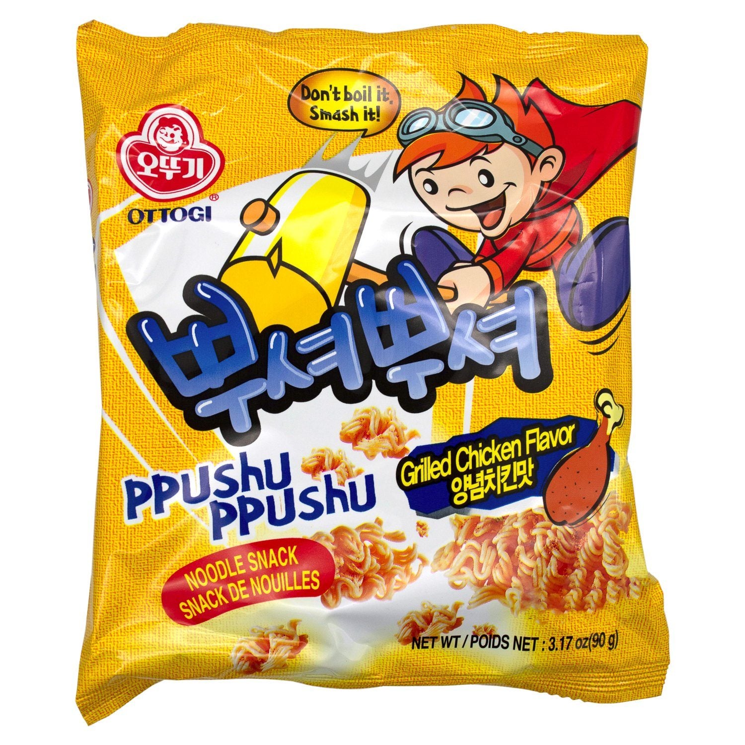 Ottogi Ppushu Ppushu Noodle Snacks Ottogi Grilled Chicken 3.17 Ounce 