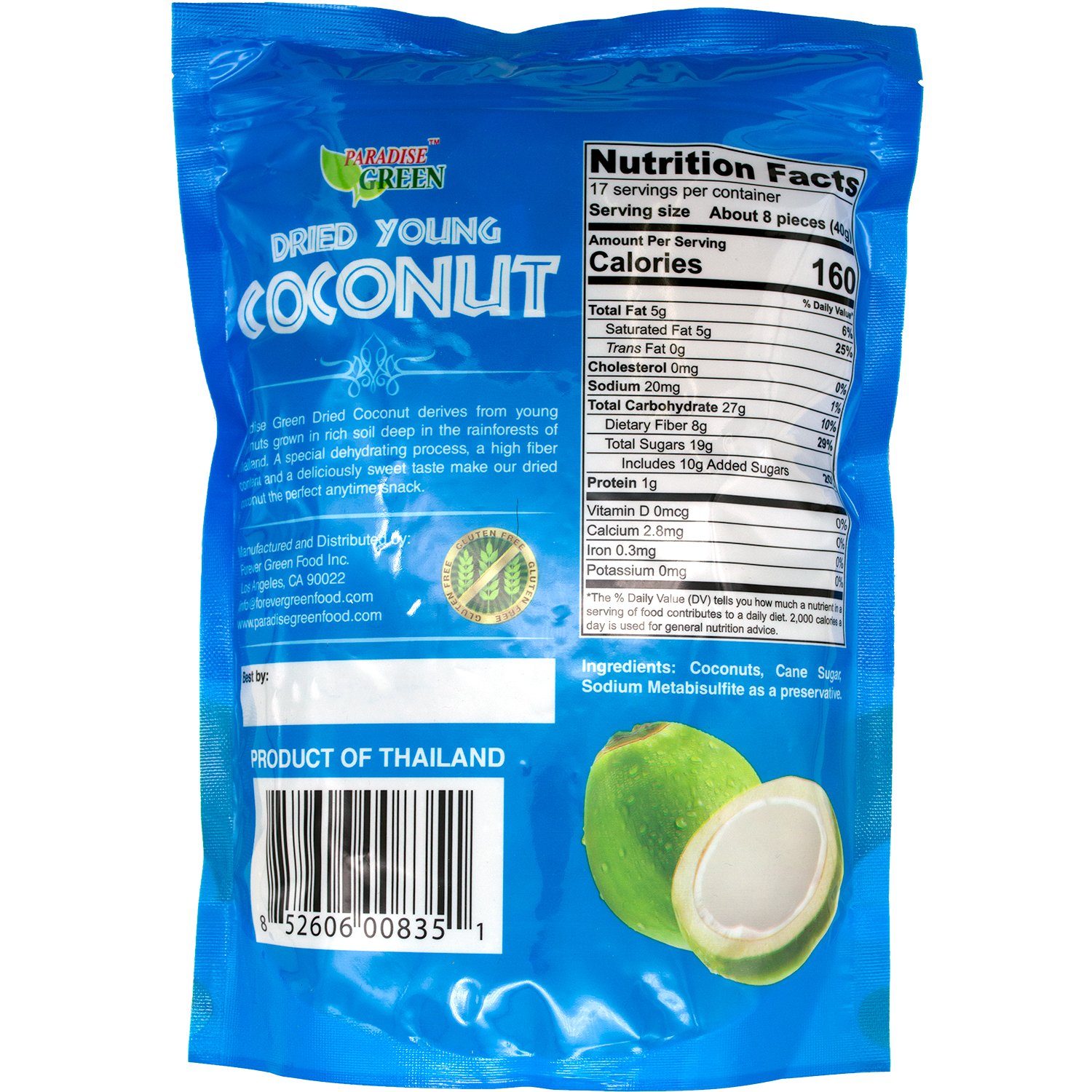 Paradise Green Dried Young Coconut, 24 Ounce Paradise Green 