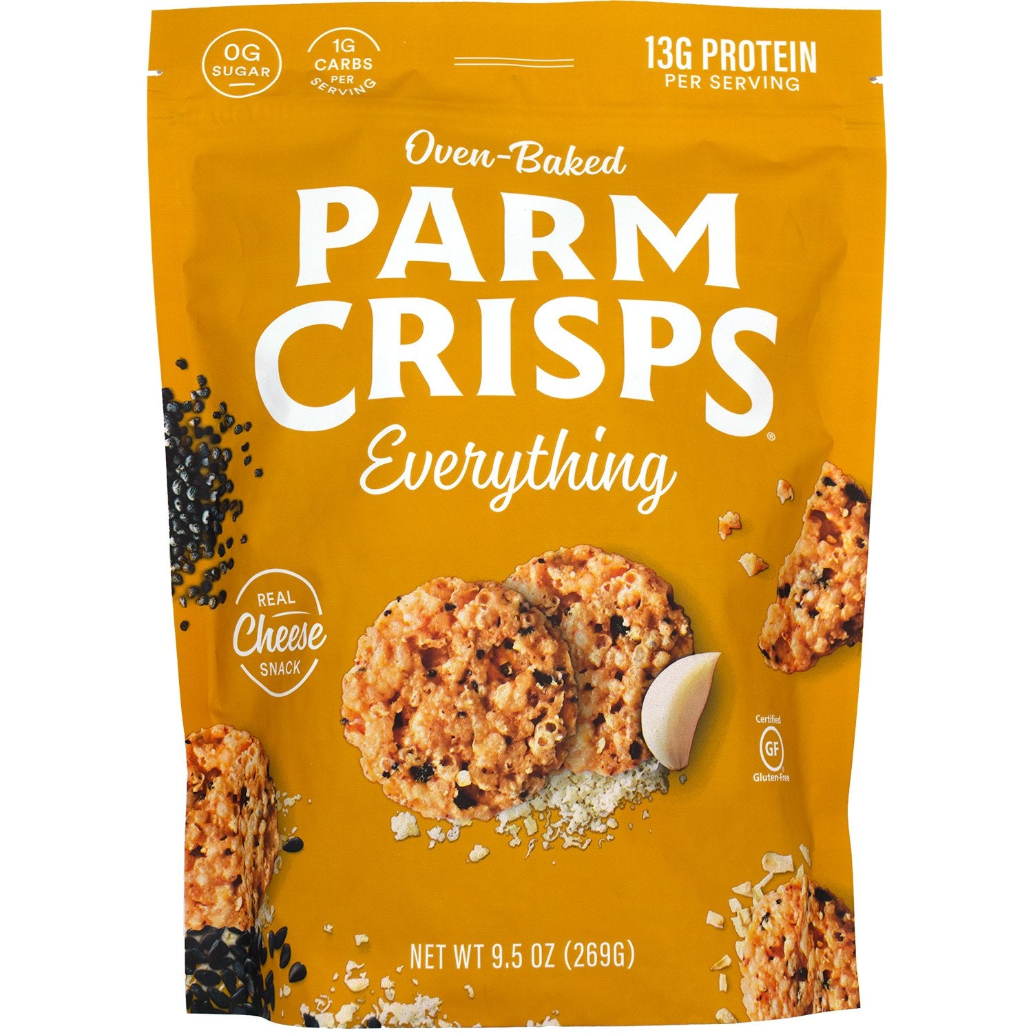 ParmCrisps Oven-Baked Cheese Snacks ParmCrisps Everything 9.5 Ounce 