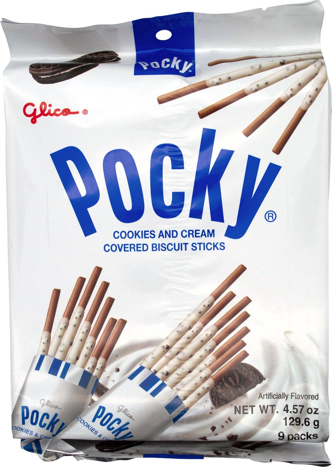 Pocky Cream Covered Biscuit Sticks Glico Cookies & Cream 4.57 Ounce 