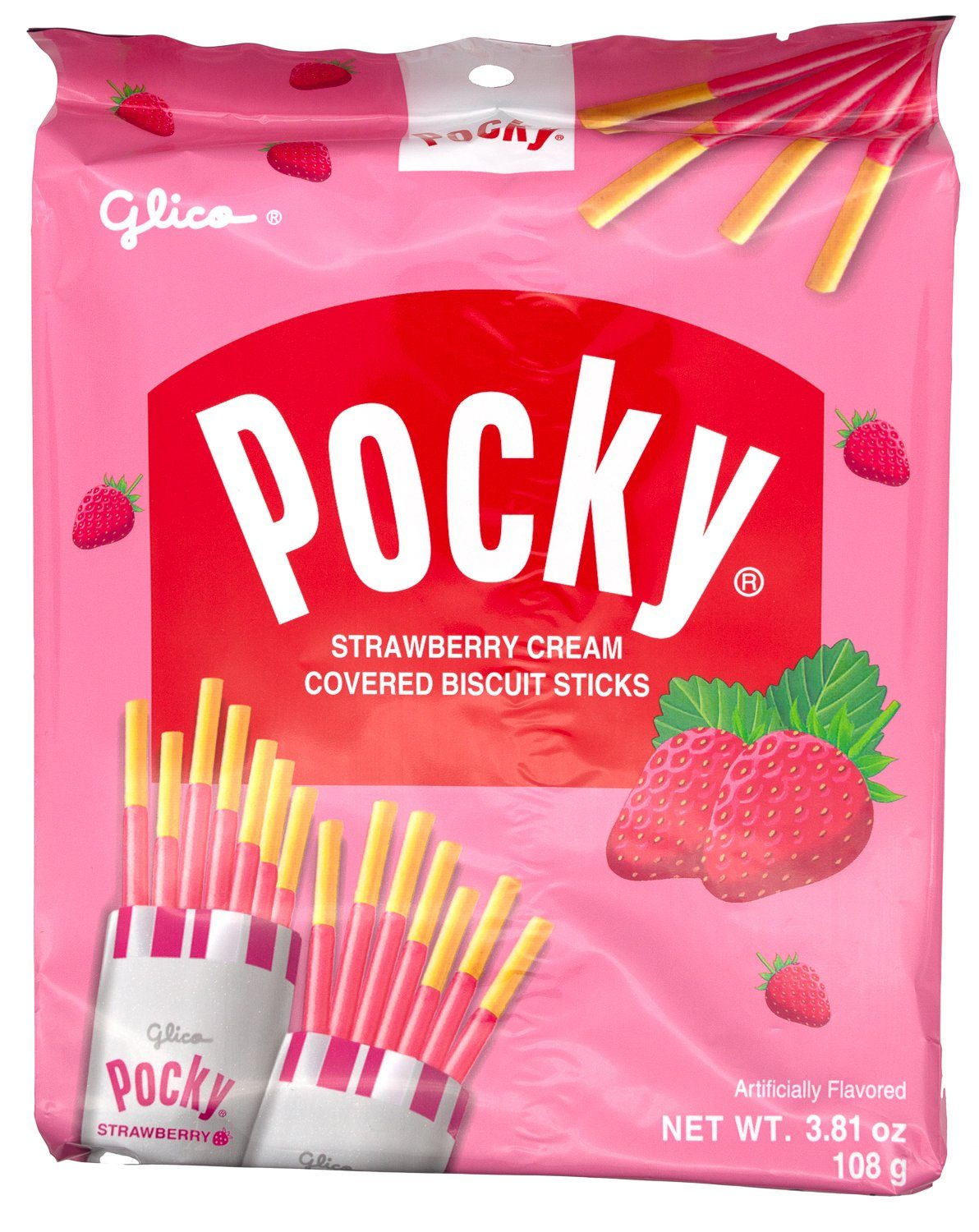 Pocky Cream Covered Biscuit Sticks Glico Strawberry 3.81 Ounce 