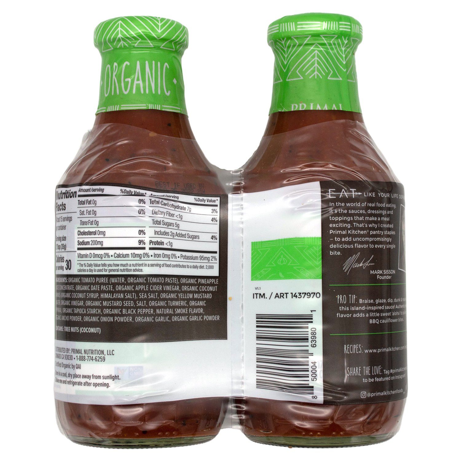 Primal Kitchen Organic BBQ Sauce Primal Kitchen 