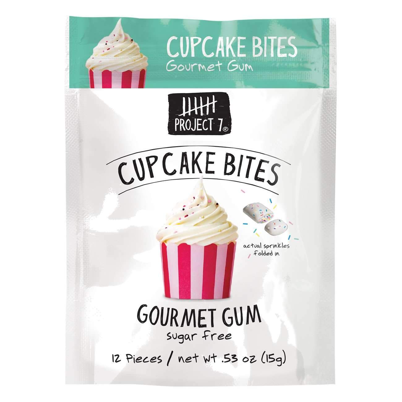 Project 7 Gourmet Gum Sugar Free Snackathon Foods Cupcake Bites 0.53 Ounce 