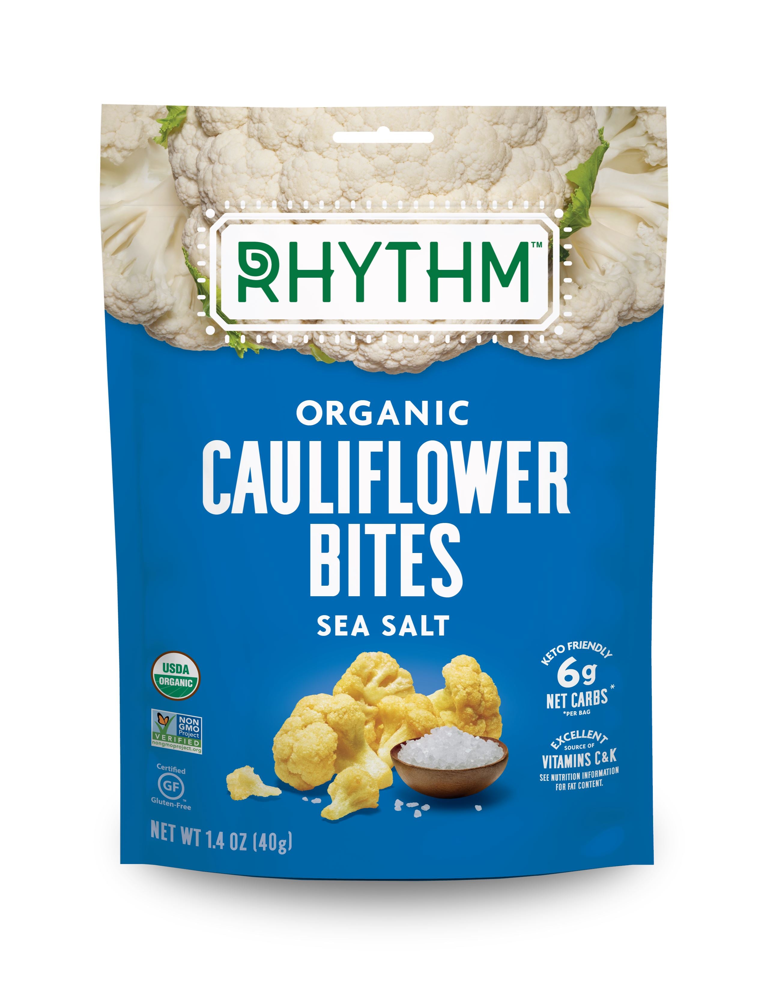 Rhythm Organic Cauliflower Bites Rhythm Superfoods Sea Salt 1.4 Ounce 