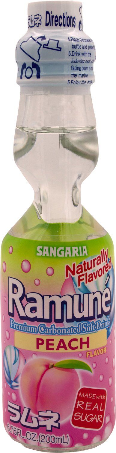 Sangaria Ramuné, Premium Carbonated Soft Drink Sangaria Peach 6.76 Fl Oz 