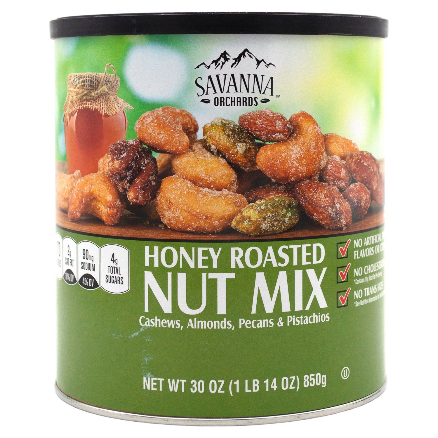 Savanna Orchards Gourmet Honey Roasted Nut Mix Savanna Orchards Cashews, Almonds, Pecans & Pistachios 30 Ounce 