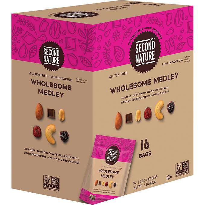 Second Nature Trail Mix Meltable Snackathon Foods Wholesome Medley 1.5 Oz-16 Count 