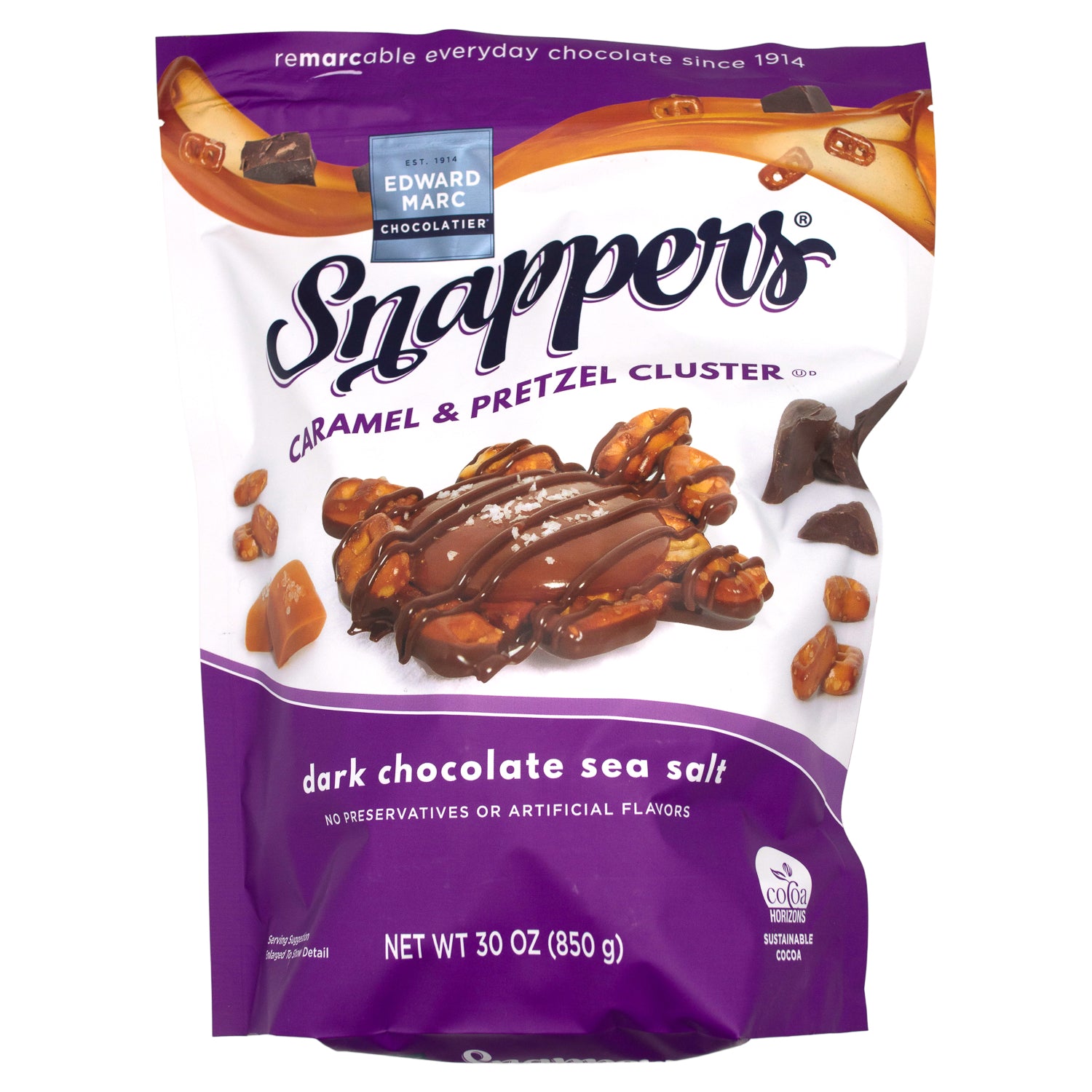 Snappers Chocolate Pretzels Meltable Snappers Dark Chocolate Sea Salt 30 Ounce 