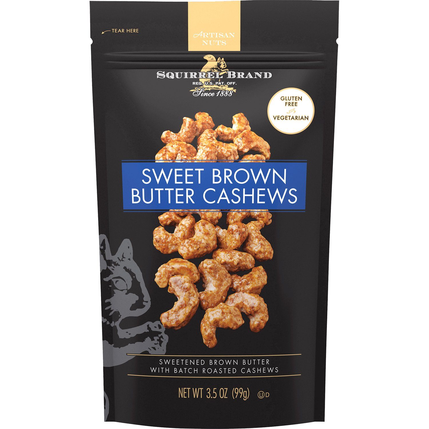 Squirrel Brand Artisan Cashews Squirrel Brand Sweet Brown Butter 3.5 Ounce 