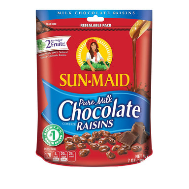 Sunmaid Pure Milk Chocolate Raisins Meltable Sunmaid Chocolate 7 Ounce 