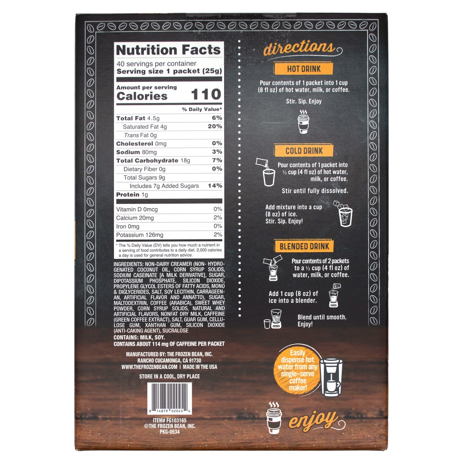 The Frozen Bean Latte Frappe Mix Snackathon Foods 