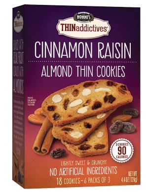 THINaddictives Almond Thin Cookies Nonni's Cinnamon Raisin 18 Cookies 